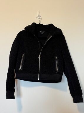 Miss Selfridge Black Teddy Sherpa Jacket with Hood
